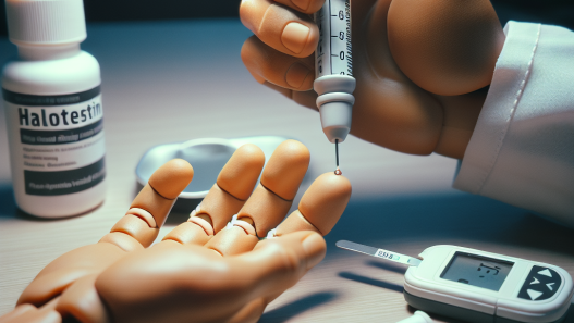 Blood glucose monitoring with halotestin